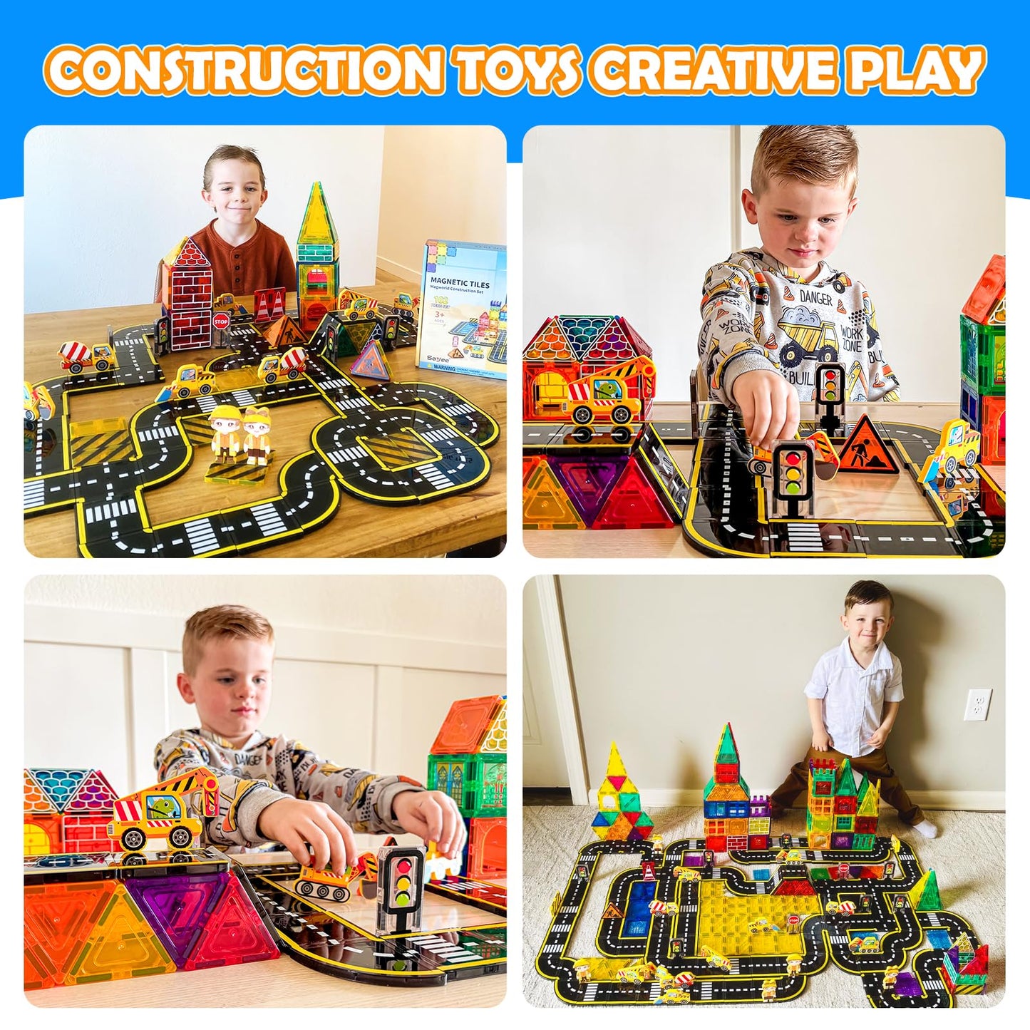 102 PCS Magnetic Building Tiles for Kids