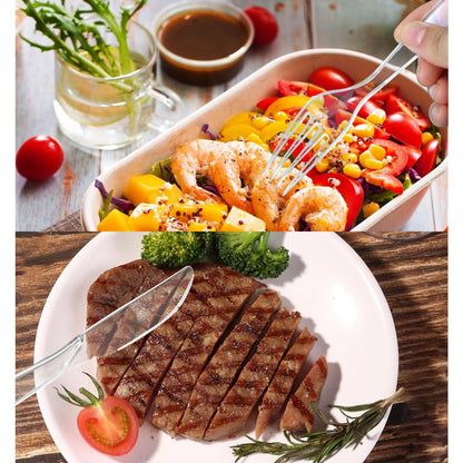 Clear Disposable Plastic Cutlery Set, 100PCS