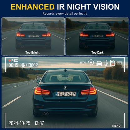 3-Channel Dash Cam with Night Vision