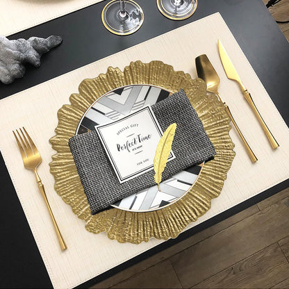 Leemxiiny Reef Gold Charger Plates, Set of 6 Decorative Chargers for Dinner Plates Bulk for Wedding, Party, Holiday, Thanksgiving, Christmas Table Setting
