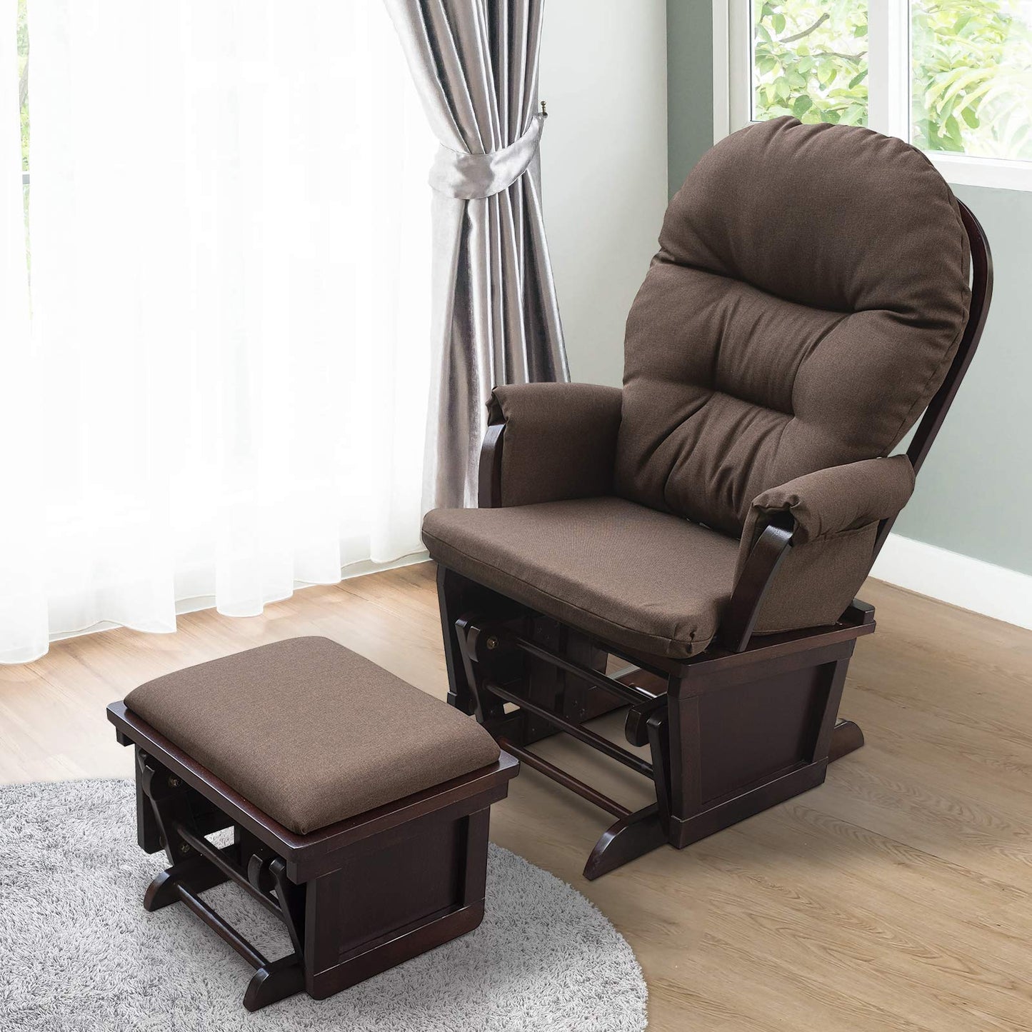 HOMCOM Nursery Glider Rocking Chair with Ottoman