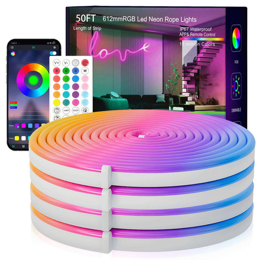 20FT RGB LED Rope Lights with Remote Control