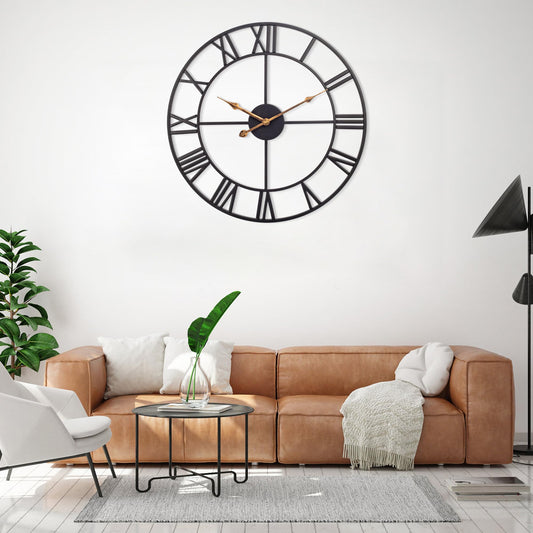 30-Inch Silent Metal Wall Clock for Decor