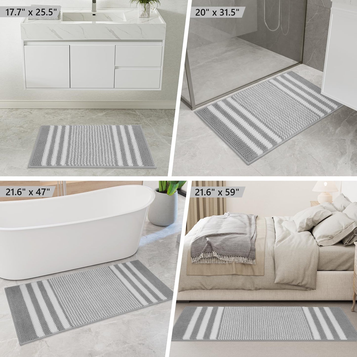 2-Piece Soft Chenille Bath Mat Set