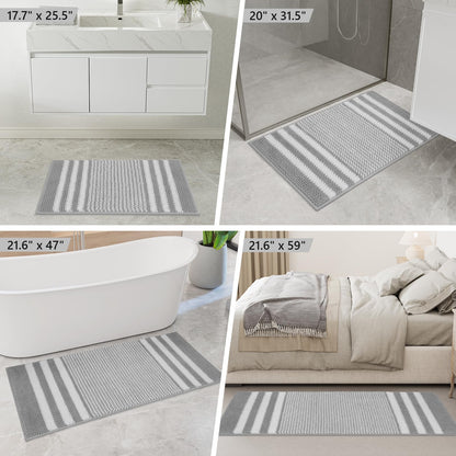 2-Piece Soft Chenille Bath Mat Set