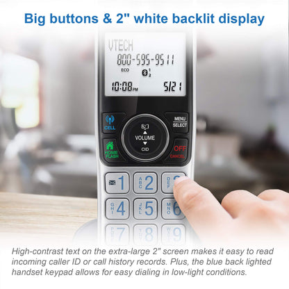 VTECH VS112-3 DECT 6.0 Bluetooth 3 Handset Cordless Phone for Home with Answering Machine, Call Blocking, Caller ID, Intercom and Connect to Cell (Silver & Black)