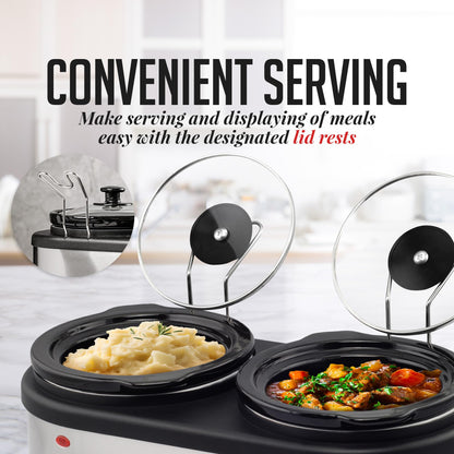 OVENTE Double Slow Cooker with Two Ceramic Pots