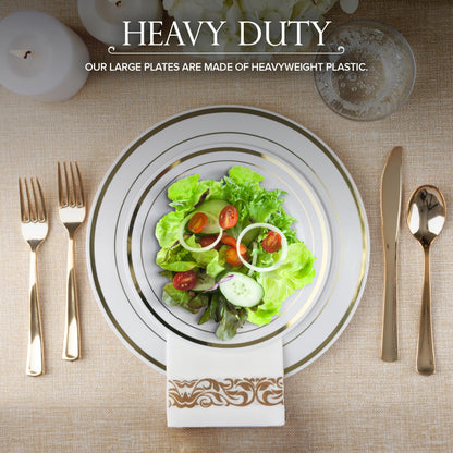 Disposable White and Gold Plates Set for Parties