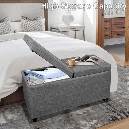 Metal Storage Ottoman Bench with Flipping Lid