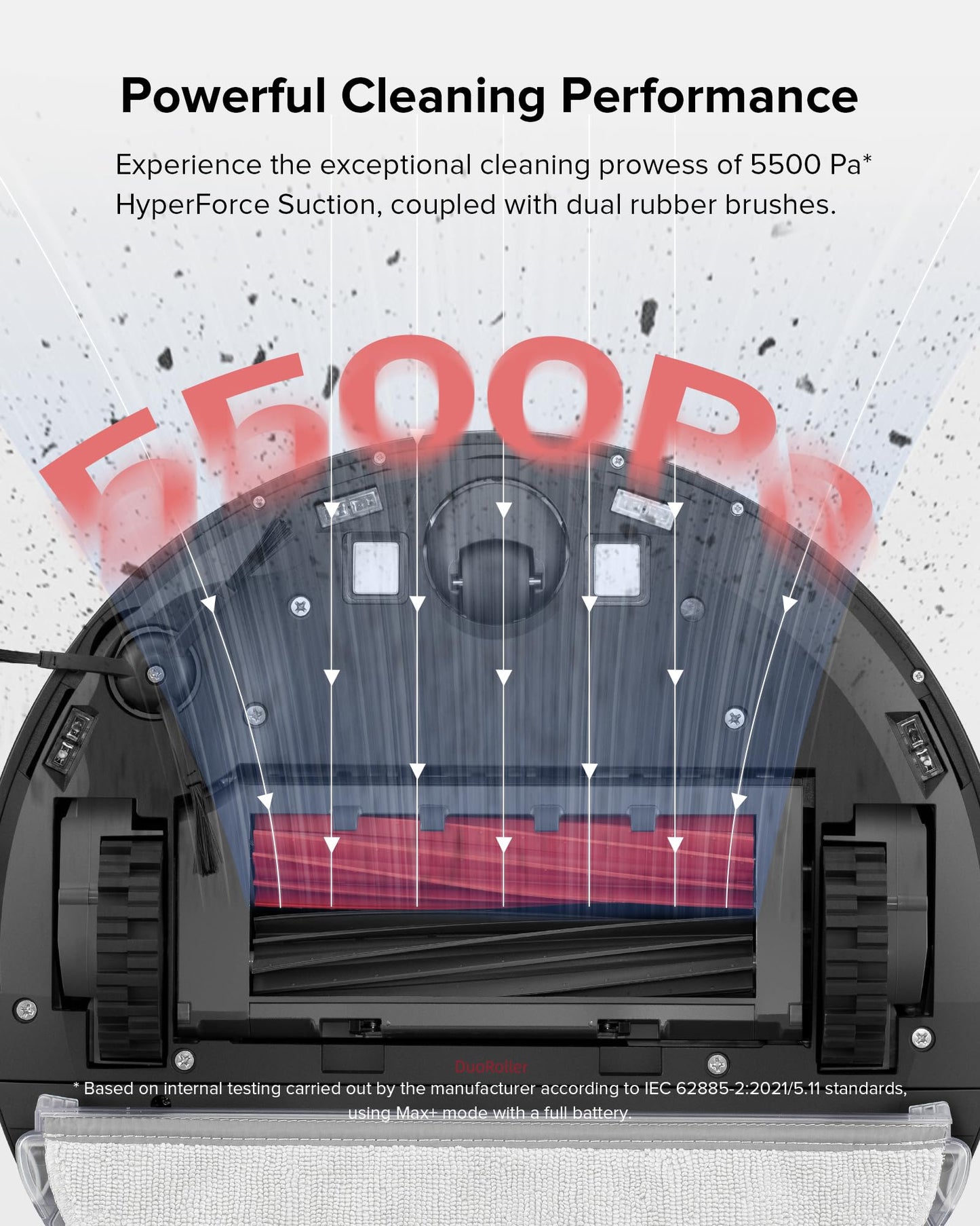 roborock Q5 Pro+ Robot Vacuum and Mop, Self-Emptying, 5500 Pa Max Suction, DuoRoller Brush, Hands-Free Cleaning for up to 7 Weeks, Precise Navigation, Perfect for Hard Floors, Carpets, and Pet Hair