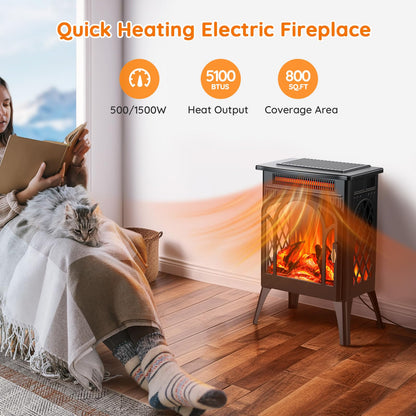 Rintuf 1500W Electric Fireplace Heater with Remote