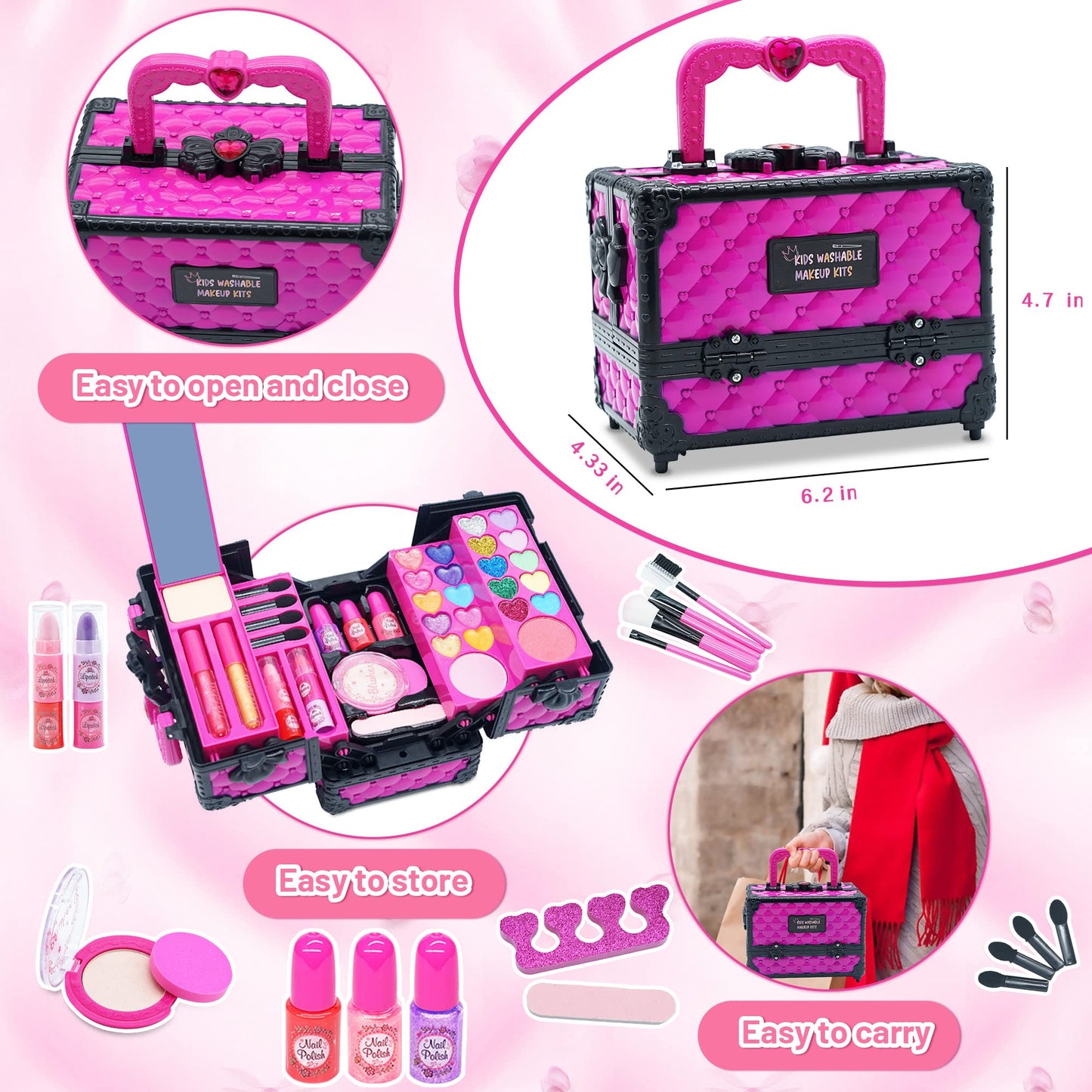 Kids Makeup Kit for Girl - Washable Makeup Toy for Girls, Little Girls Make up Set Safe & Non Toxic Makeup for Toddlers Children Princess, Girl Toys Age 4 5 6 7 8 Christmas Birthday Gift for Girl.