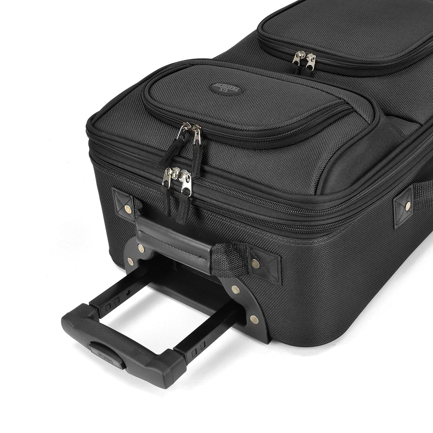 U.S. Traveler Rio Rugged Fabric Expandable Carry-on Luggage Set, Black, 2 Wheel, Set of 2