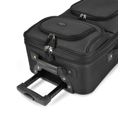 U.S. Traveler Rio Rugged Fabric Expandable Carry-on Luggage Set, Black, 2 Wheel, Set of 2