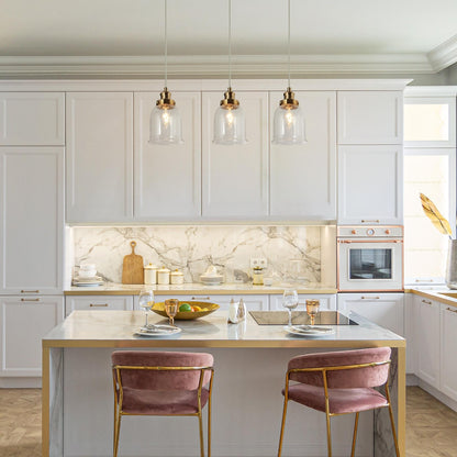 Gold Seeded Glass Pendant Light for Kitchen