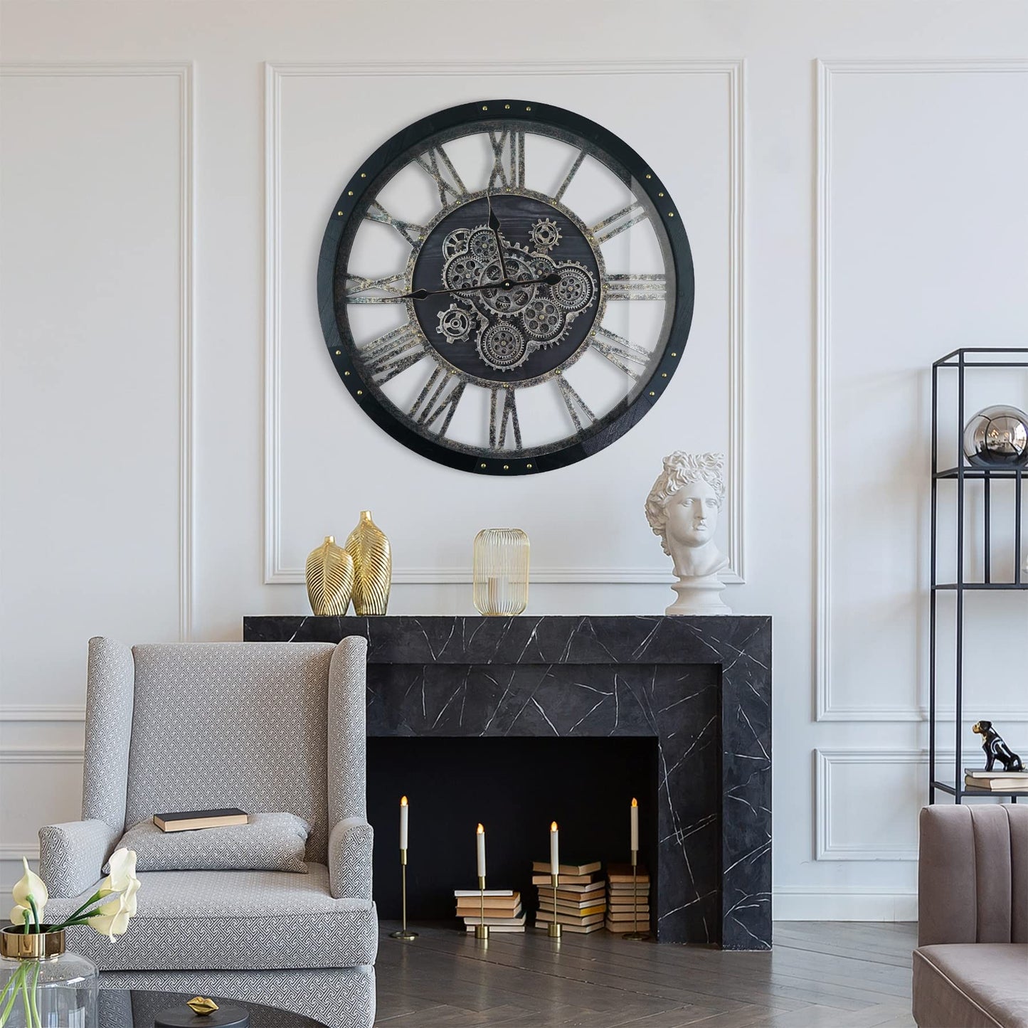 TOPPTIK 30" Industrial Steampunk Wall Clock