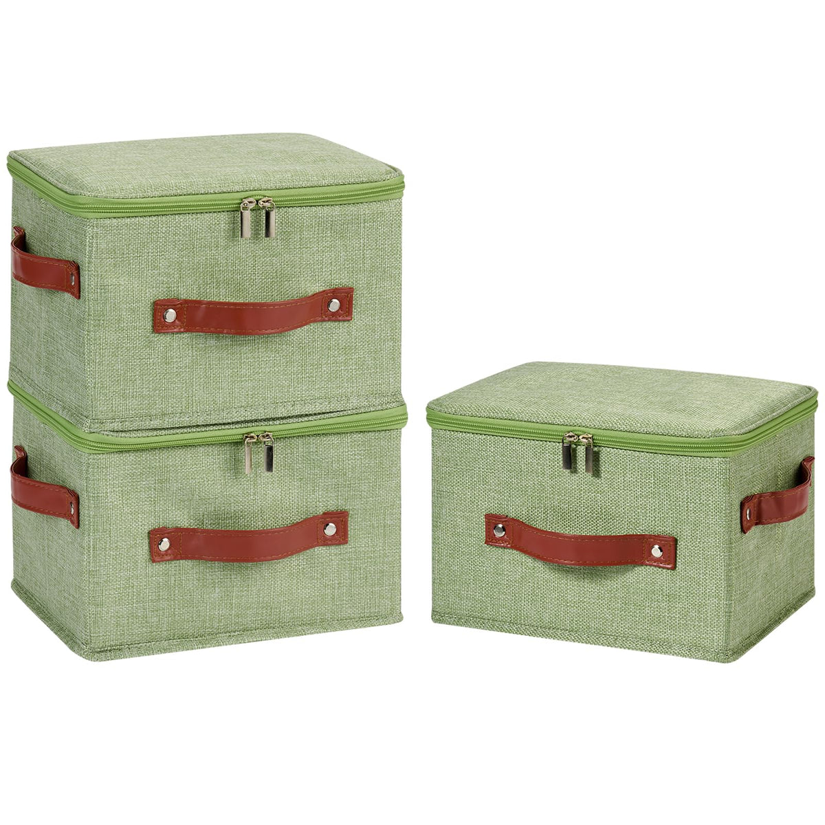 3 Pack Lidded Fabric Storage Bins