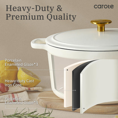 5QT Cast Iron Dutch Oven by CAROTE