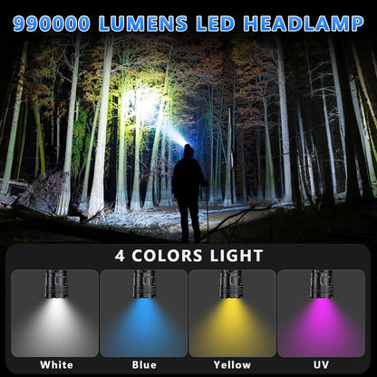 990000LM Rechargeable LED Headlamp with Sensor