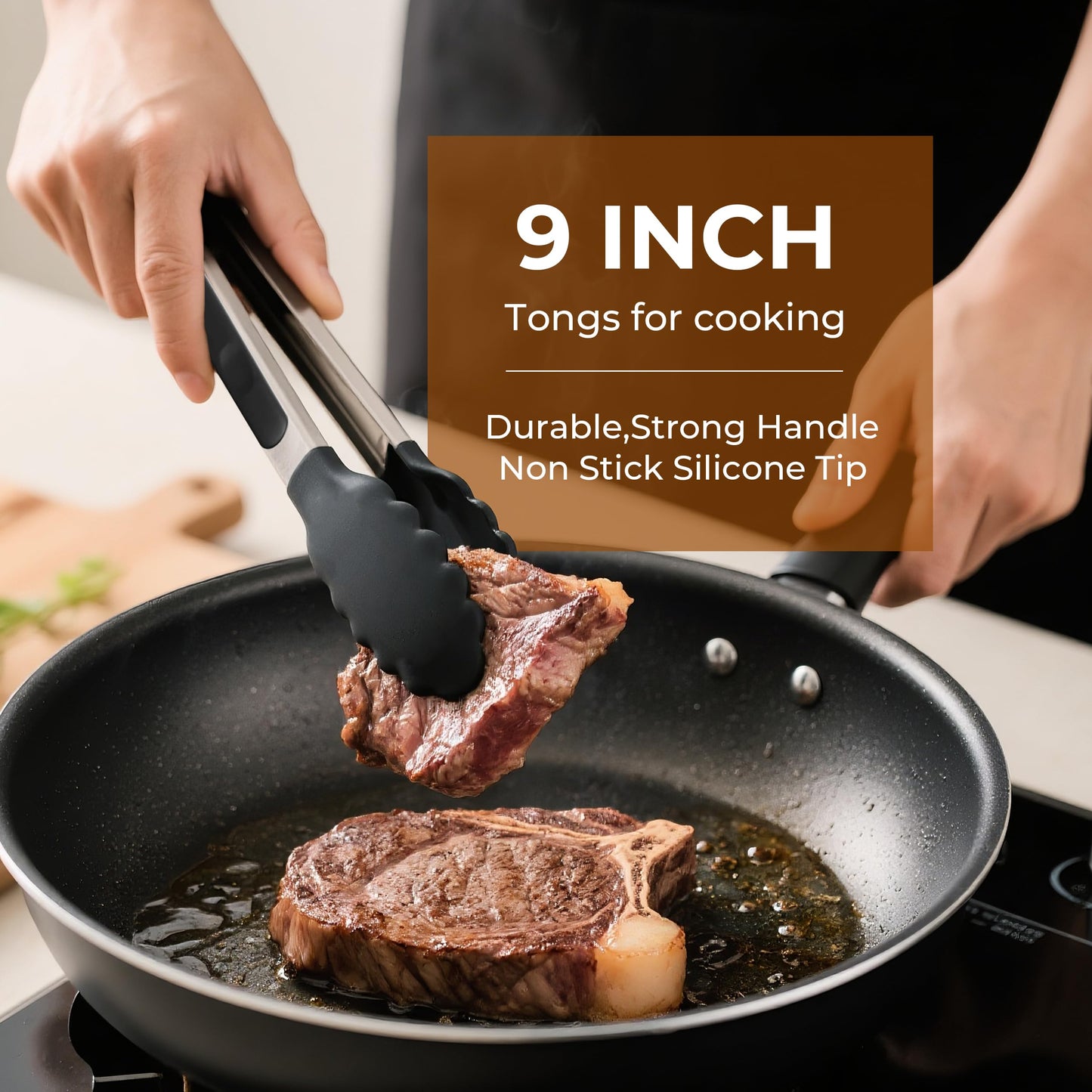 2 Pack Stainless Steel Silicone Food Tongs Set