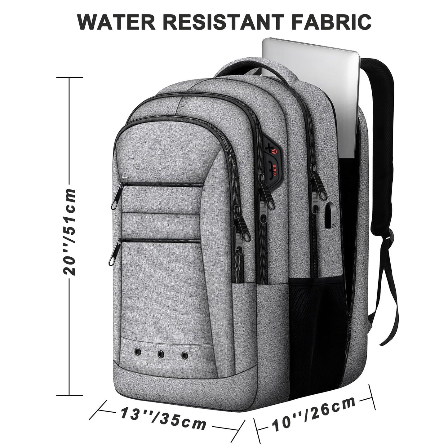 Large Backpack for Women, Travel Backpack with USB Port, Big 17 inch Laptop Backpacks TSA Business Computer Work Bag Water Resistant College School Backpack Flight Approved, Gifts for Men Women, Grey