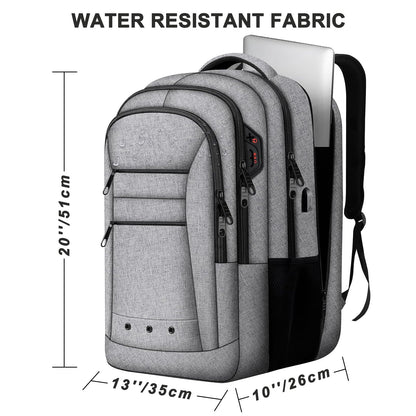 LCKPENG Large Travel Backpack, 17 inch Laptop Backpack for School, Travel Backpack Carry On Flight Approved, Big Computer Backpack for Men & Women, College Business Work Bag Backpack, Grey