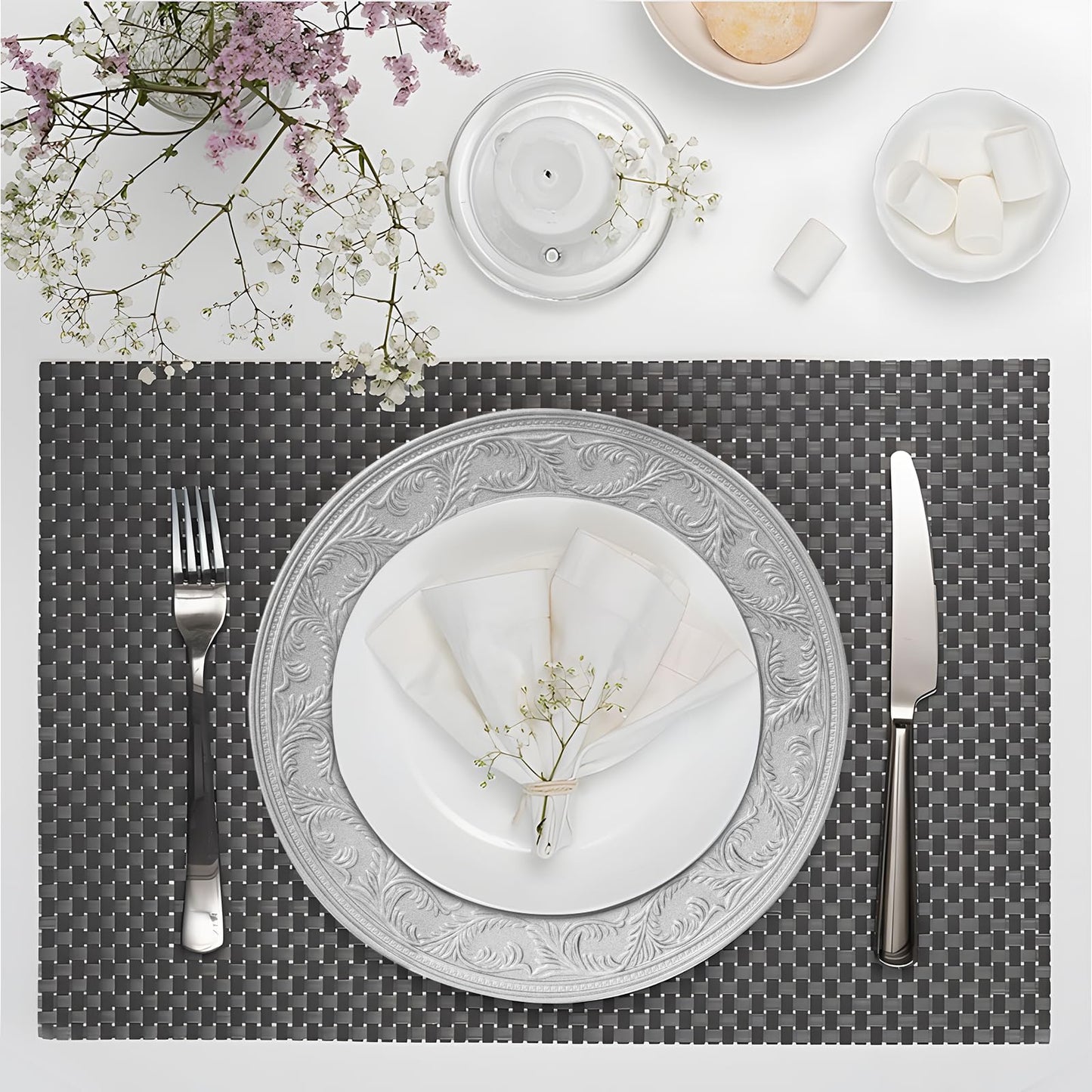 Silver Charger Plates Set of 6 for Weddings
