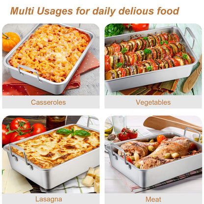 14-Inch Stainless Steel Roasting Pan Set