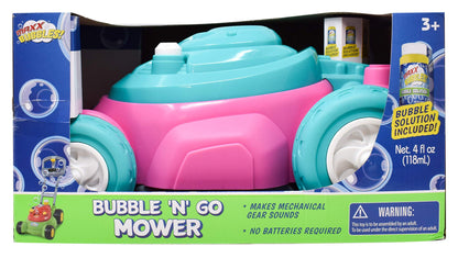 Sunny Days Entertainment Bubble-N-Go Toy Lawn Mower with Refill Solution | Pink Bubble Blowing Toy - Maxx Bubbles