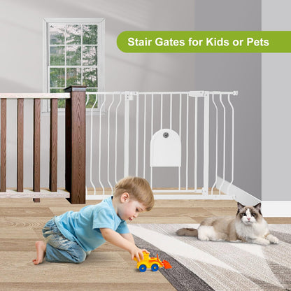 Baby Gate with Cat Door - Auto Close Safety