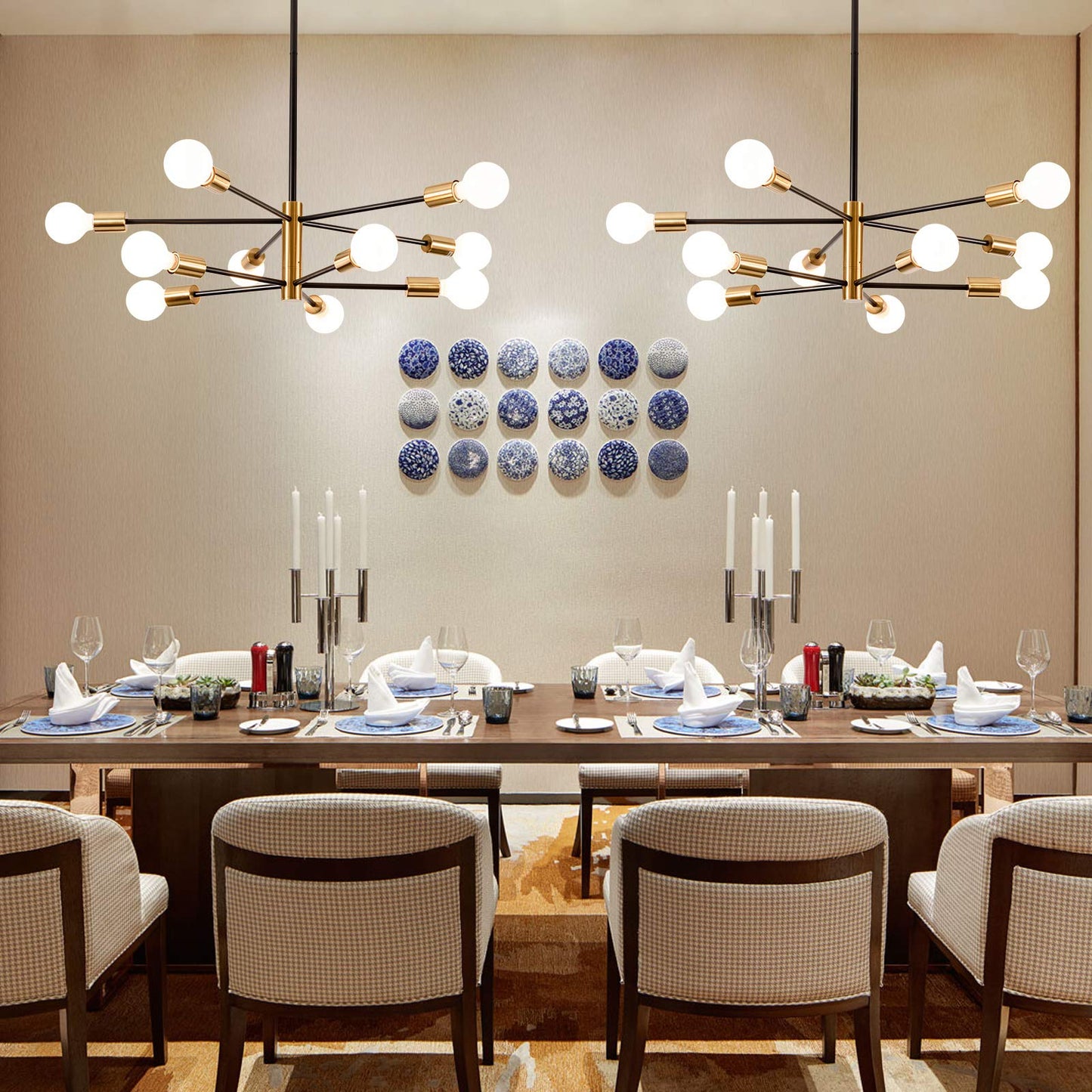 KAISITE 10-Light Modern Sputnik Chandelier