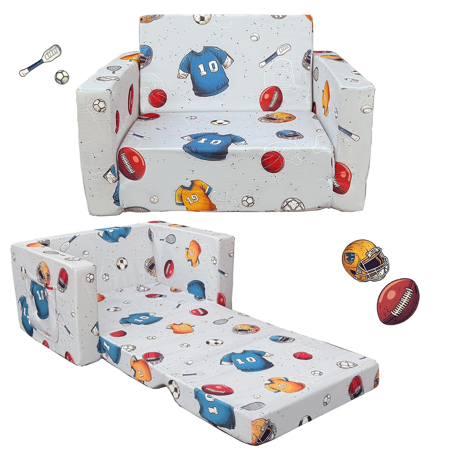 Kids Fold-Out Sofa Lounger for Toddlers