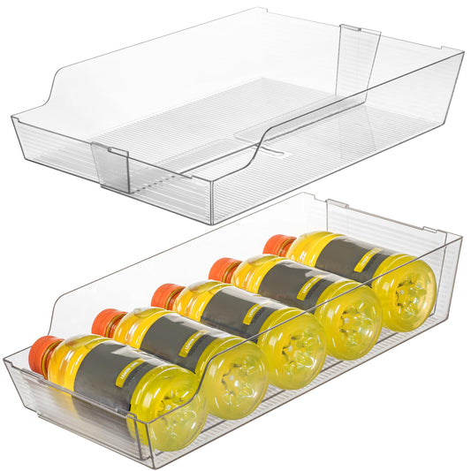 ClearSpace Adjustable Can Organizer for Refrigerator - Expandable Soda Can Dispenser Design Fits Most Cabinets, Pantries, & Refrigerators - Organize Beverages, Soup, & Canned Goods Easily, 2 Pack