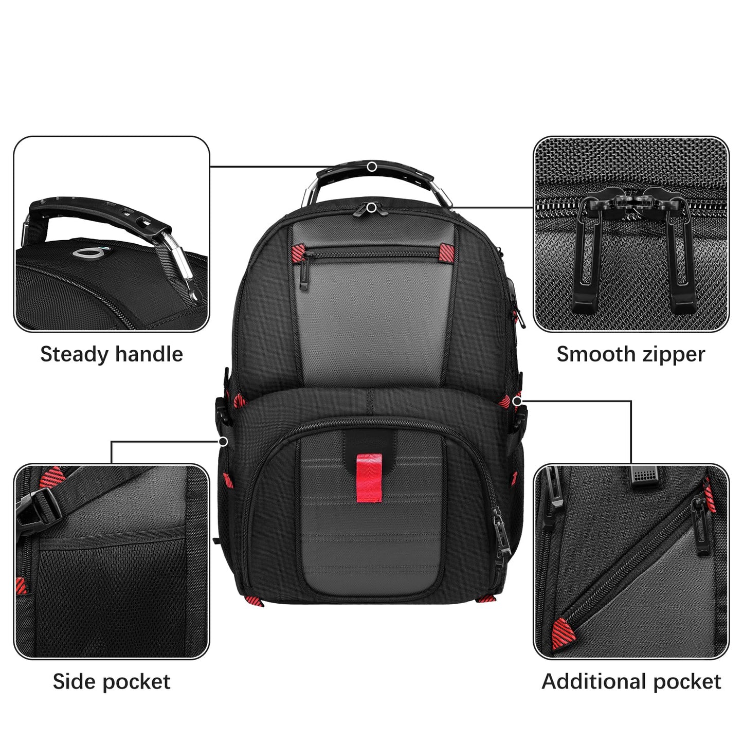 Large Travel Laptop Backpack with USB Charging