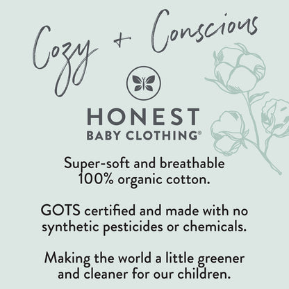 HonestBaby 2-Piece Pajamas Sleepwear PJs 100% Organic Cotton for Infant Baby and Toddler Boy, Unisex, Rugby Stripe Light Heather Gray, 18 Months