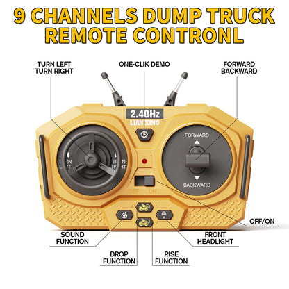 Remote Control Dump Truck Toy with Lights & Sound