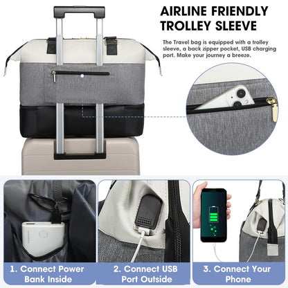 Large Travel Duffle Bag with Shoe Compartment