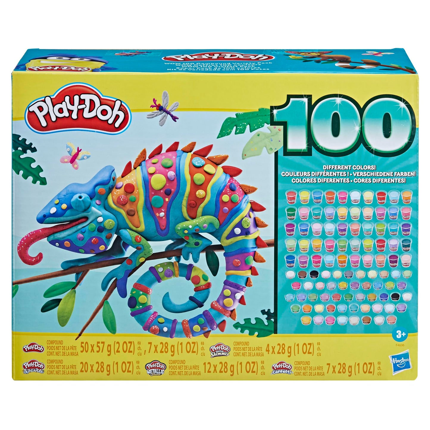 Play-Doh Wow 100 Bulk Modeling Compound Variety Pack, 100 Cans Including Sparkle, Super Shimmer, Metallic and Confetti, Back to School Gifts & Prizes, Preschool Toys, Ages 3+