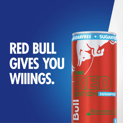 Red Bull Red Edition Sugar Free Energy Drink, Watermelon, with 80mg Caffeine plus Taurine & B Vitamins, 8.4 Fl Oz, Pack of 24 Cans