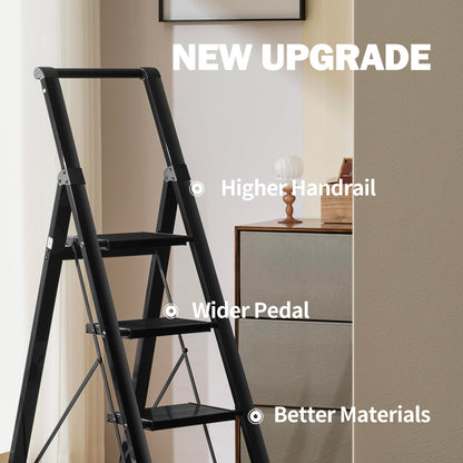 Lightweight Aluminum 5-Step Folding Ladder - Black