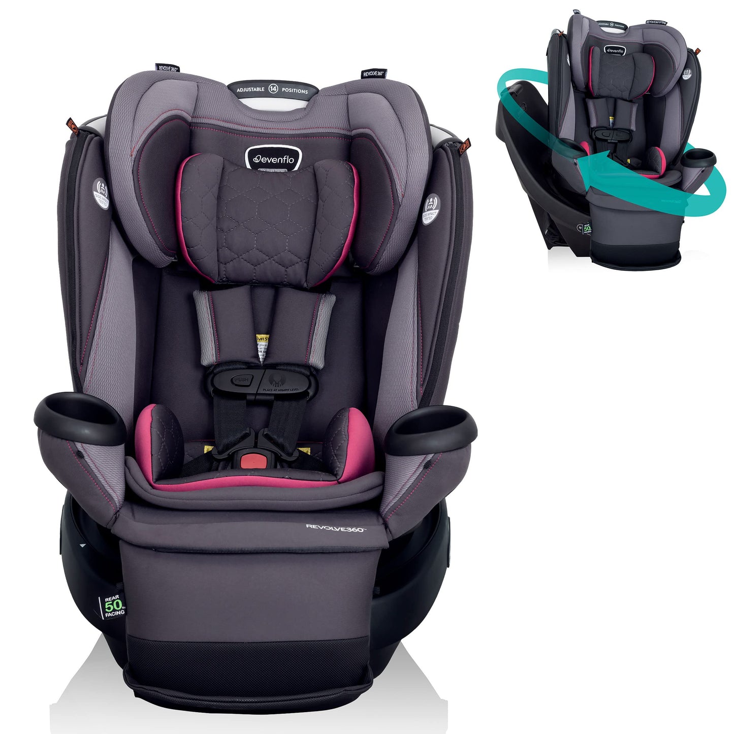 Evenflo Revolve360 Convertible Car Seat, Rowe Pink