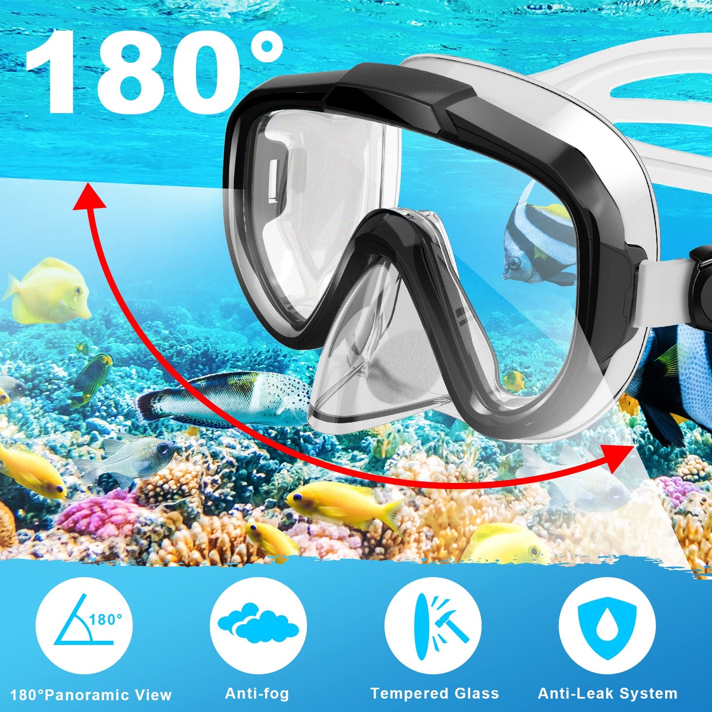 Snorkeling Gear Set for Adults with Dry Top