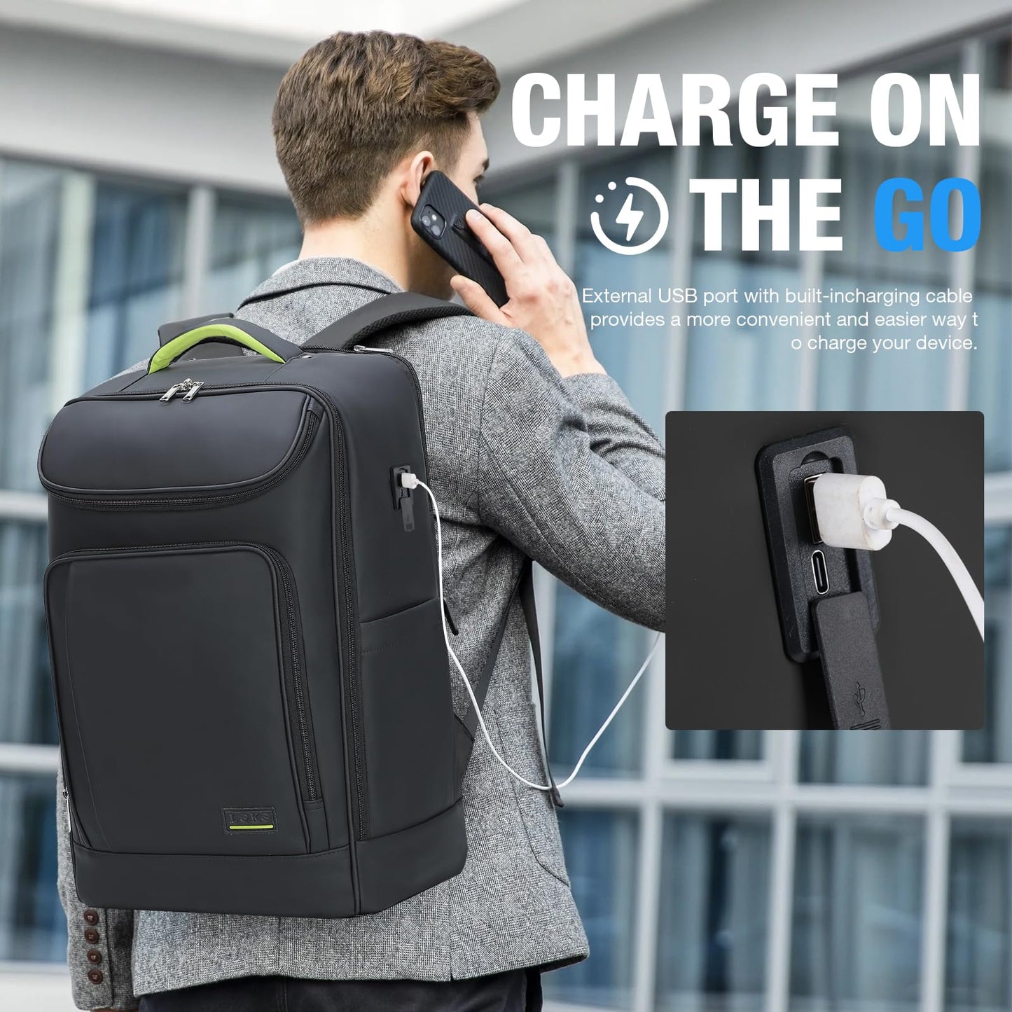 18" Waterproof Travel Backpack with 360° Wheels