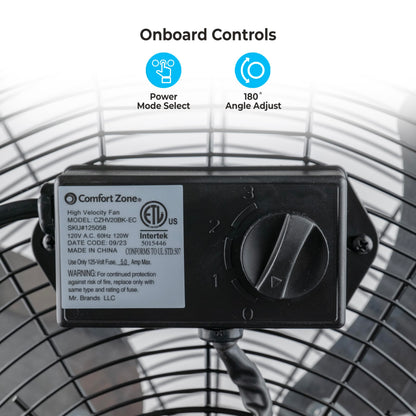 Comfort Zone 20" High-Velocity Industrial Floor Fan
