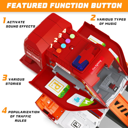 Fire Truck Toy Set with 4 Alloy Trucks