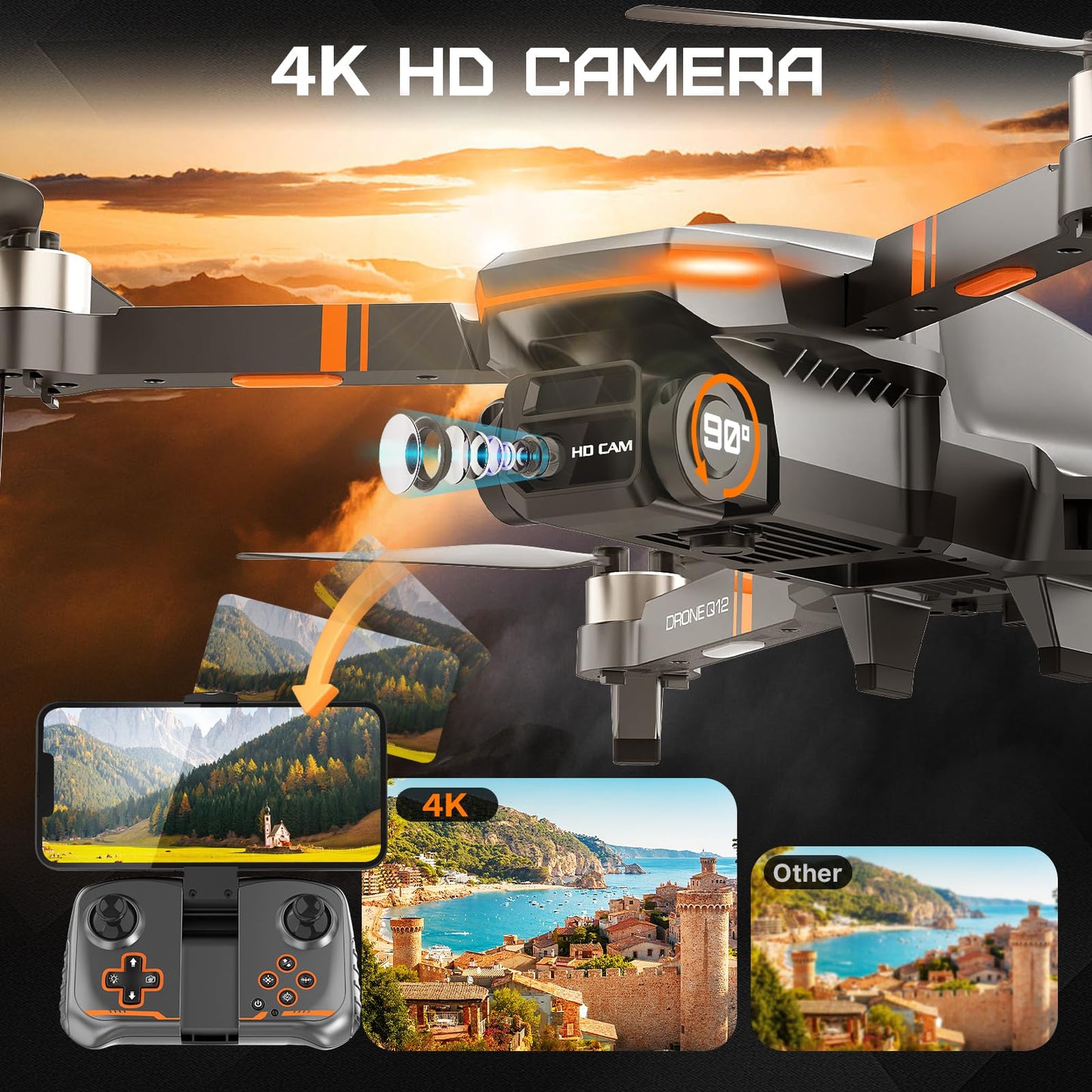 Q12 4K Camera Drone with Voice Control
