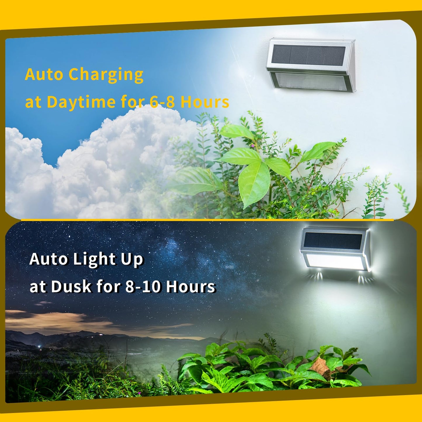ROSHWEY Solar Outdoor Lights, 10 Pack 9LED Solar Fence Lights Stainless Steel Solar Powered Deck Step Lights Waterproof for Backyard Fences Decks Post Steps Stairs Pathway Patio