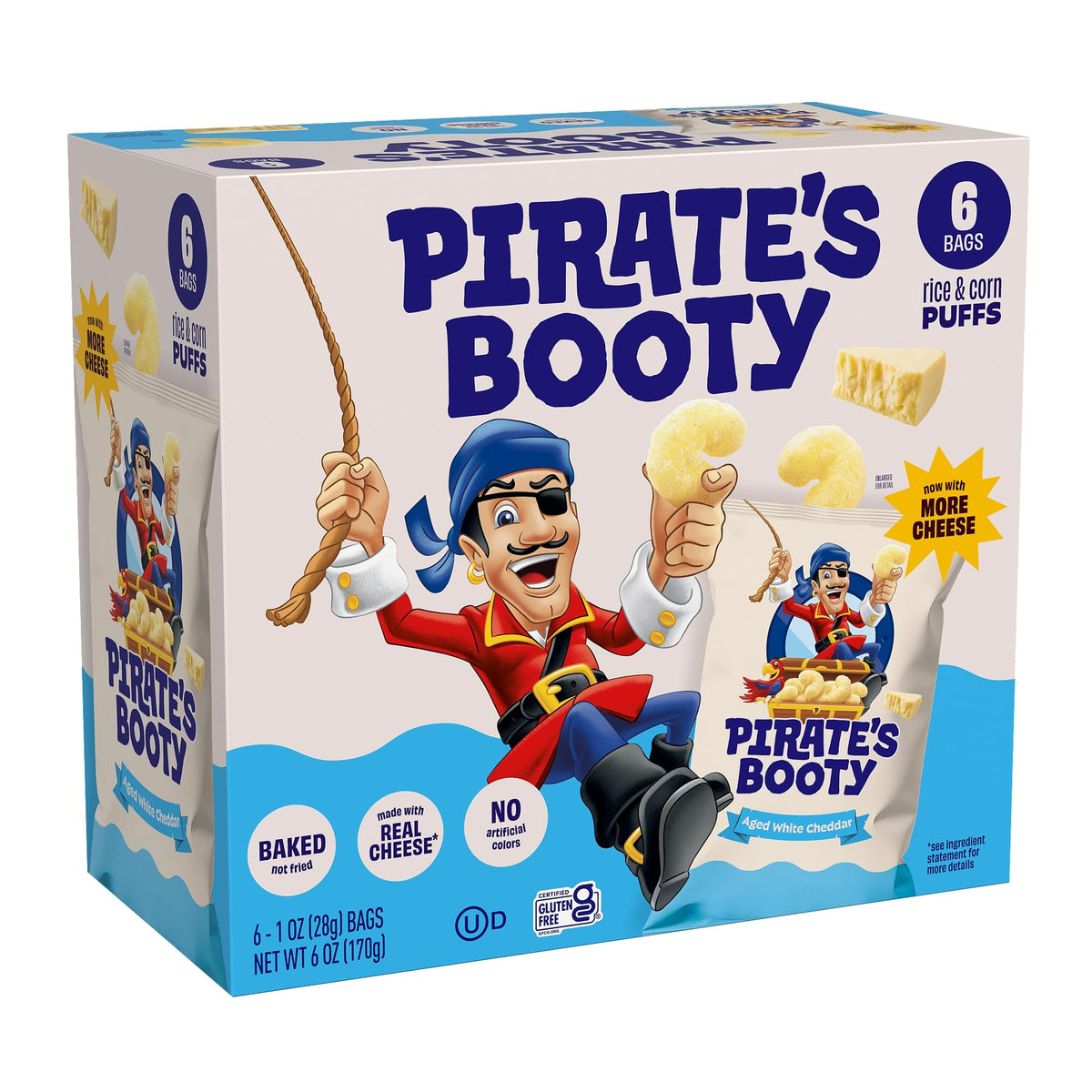 6 Pack Pirate's Booty Aged White Cheddar Puffs (OU-D)