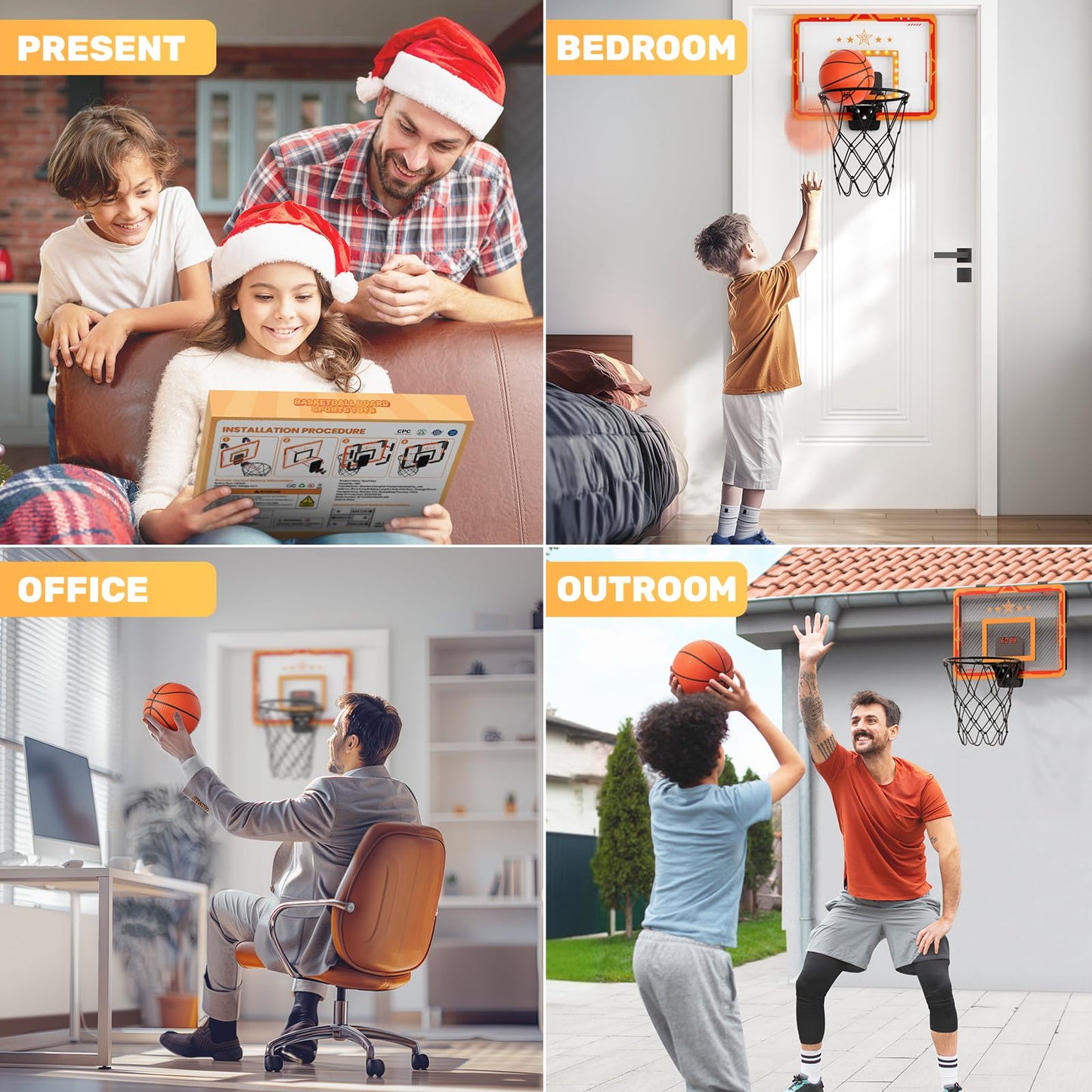 MindPal Indoor Basketball Hoop, Presents for Boys 8-12, Bedroom Basketball Hoop with Ball, Led Light Mini Hoop with Electronic Scoreboard, Indoor Basketball Hoop for Kids, Boy