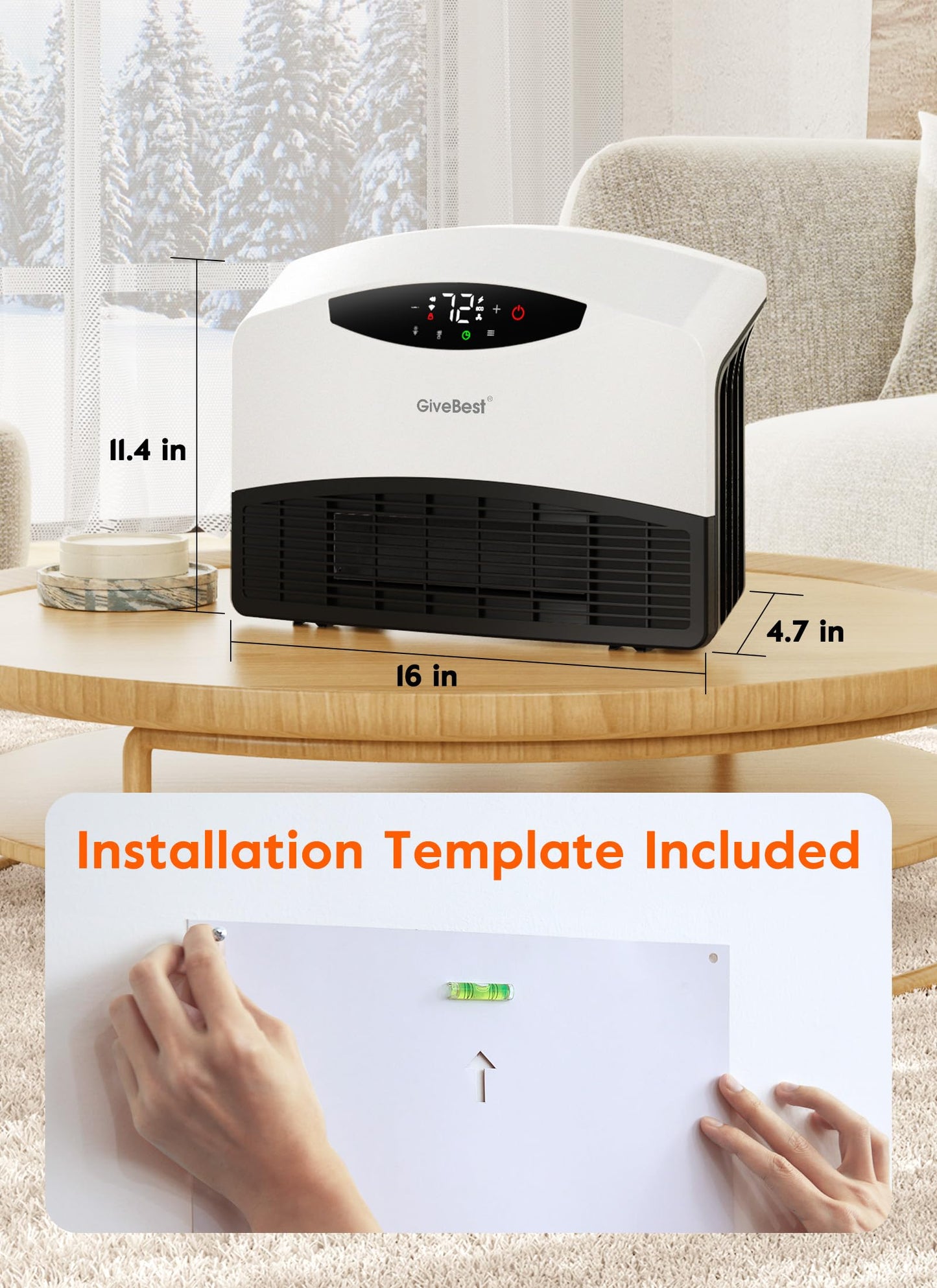 GiveBest 1500W Electric Wall Heater with WiFi